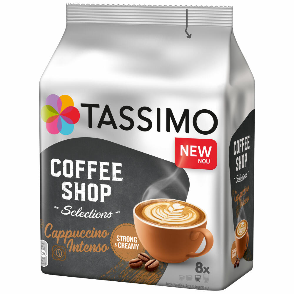 Tassimo Cappuccino Intenso, Coffee Shop Selections, Kaffeegetränk, 16 T-Discs / 8 Portionen