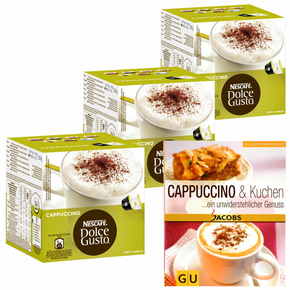 Dolce Gusto Cappuccino Gift Set for Christmas: 3 x 16 Cappuccino Capsules + Free Kitchen Guide