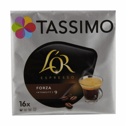 Tassimo L'Or Espresso Forza Geschenkset mit Glas, 5-tlg., Kaffee, Kaffeekapsel, Gemahlener Röstkaffee, T-Discs