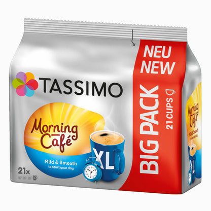 Tassimo Morning Café Mild XL, Pack of 5, Breakfast Coffee, Morning Coffee Capsule, Ground Roasted Coffee, 105 T-Discs