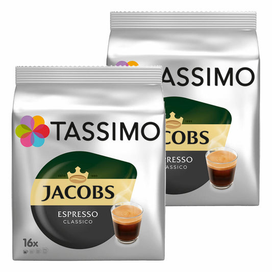 Tassimo Jacobs Espresso Classico, roasted coffee, coffee capsule, ground coffee, 2 x 16 T-Discs