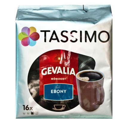 Tassimo Gevalia Mörkrost Ebony Geschenkset mit Glas, 5-tlg, Kaffee, Kaffeekapsel, gemahlener Röstkaffee