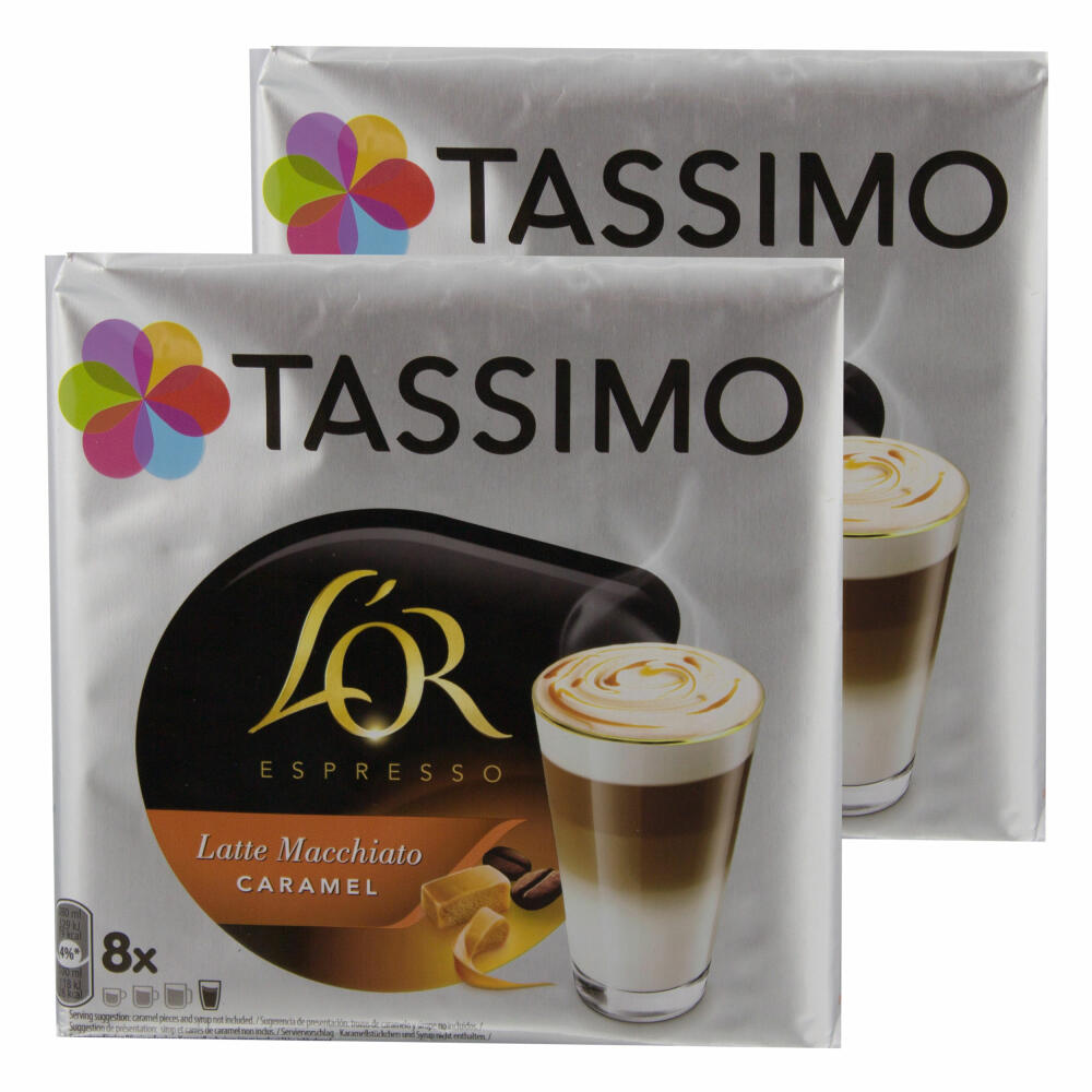 Tassimo LOr Espresso Latte Macchiato Caramel, Kaffee, Kaffeekapsel, T-Disc, Milchkaffee, 16 Portionen