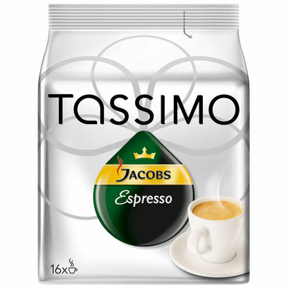 Tassimo Jacobs Espresso, Kaffee, Kaffeekapsel, gemahlener Röstkaffee, 16 T-Discs