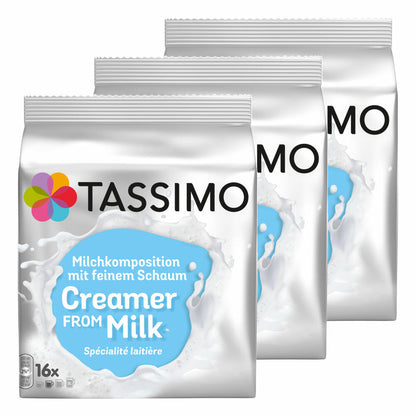 Tassimo milk composition, coffee, milk capsule, milk foam, pack of 3, 3 x 16 T-Discs