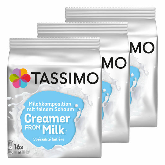 Tassimo Milchkomposition, Kaffee, Milchkapsel, Milchschaum, 3er Pack, 3 x 16 T-Discs