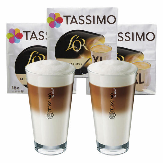 Tassimo LOr XL Classique Geschenkset mit Glas, 5-tlg, Kaffee, Kaffeekapsel, Gemahlener Röstkaffee