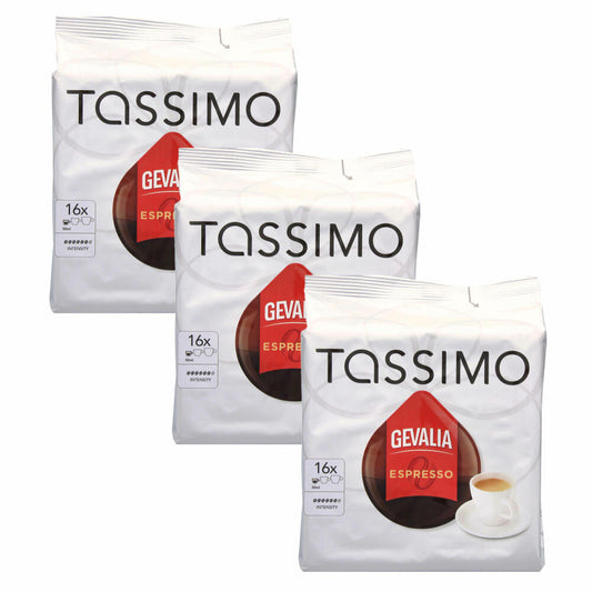 Tassimo Gevalia Espresso, Pack of 3, Coffee, Coffee Capsule, Ground Roast Coffee, 48 T-Discs