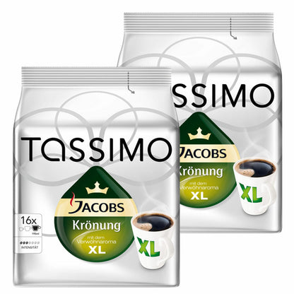 Tassimo Jacobs Krönung XL, Kaffee, Arabica, Kaffeekapsel, gemahlener Röstkaffee, 2 x 16 T-Discs