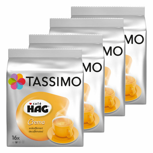 Tassimo Café HAG Crema Entkoffeiniert, Kaffeekapsel, Koffeinfreier Kaffee, Röstkaffee, 64 T-Discs