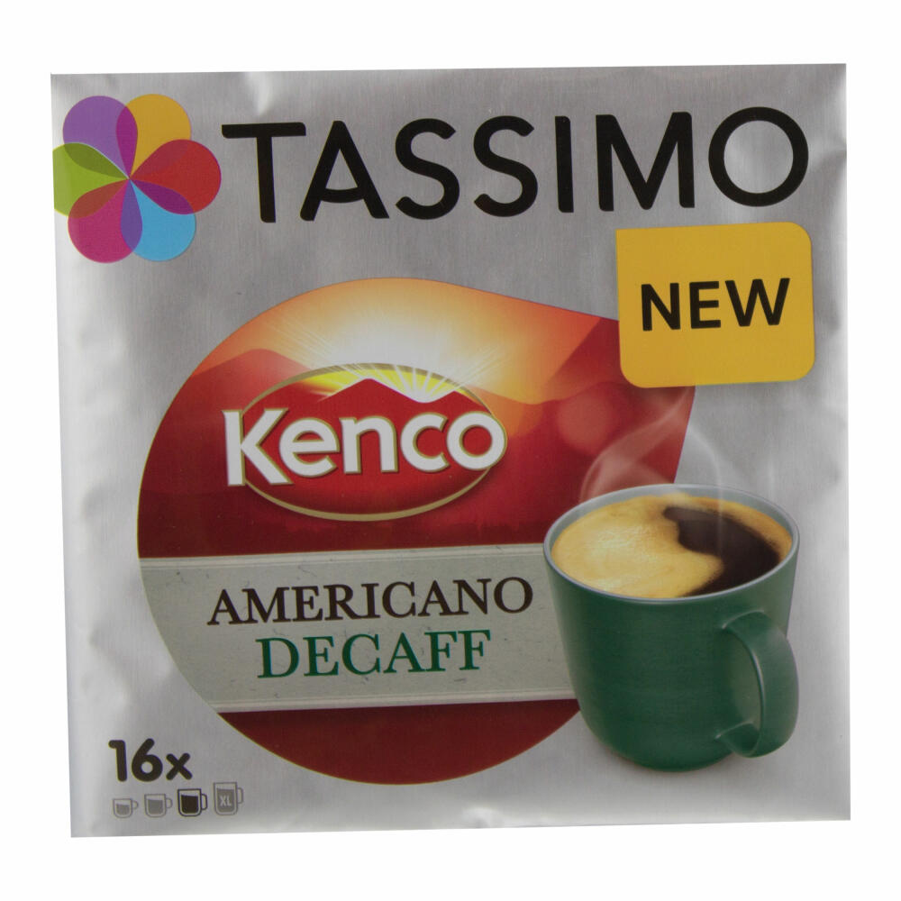 Tassimo Kenco Americano Decaff Geschenkset mit Glas, 5-tlg, Kaffee, Kaffeekapsel, Gemahlener Röstkaffee