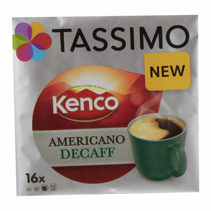 Tassimo Kenco Americano Decaff Gift Set with Glass, 5-piece, Coffee, Coffee Capsule, Ground Roasted Coffee