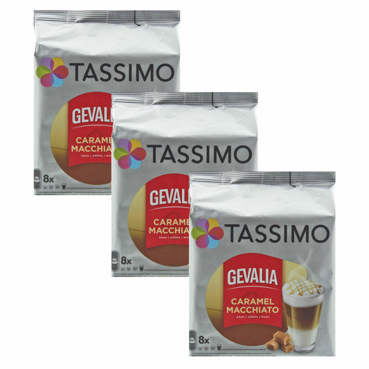 Tassimo Gevalia Caramel Latte Macchiato, 3er Pack, Kaffee, Gemahlener Ršstkaffee, Kaffeekapsel, 48 T-Discs / 24 Portionen