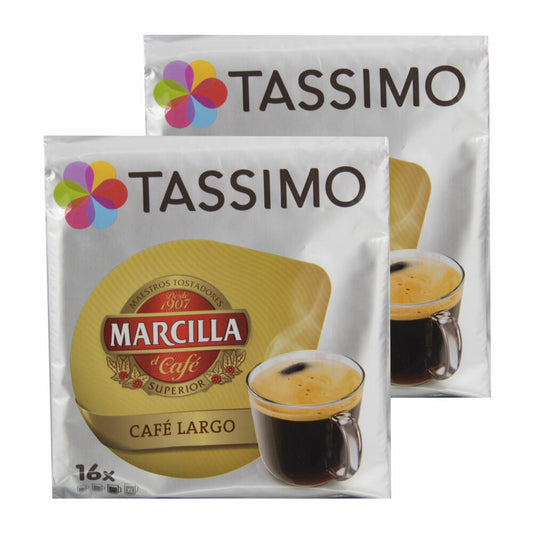 Tassimo Marcilla Café Largo, Coffee, Coffee Capsule, Ground Roasted Coffee, 32 T-Discs