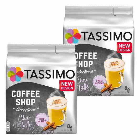 Tassimo Chai Latte Set of 2, Coffee Shop Selections, Chai Tea, Hot Drink, 2 x 8 T-Discs / Portions