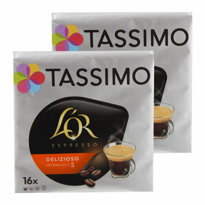 Tassimo L'Or Espresso Delizioso, Coffee, Coffee Capsule, Ground Roasted Coffee, 32 T-Discs