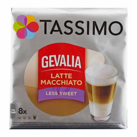 Tassimo Gevalia Latte Macchiato Less Sweet, Weniger Süß, Gemahlener Röstkaffee, Kaffeekapsel, 80 T-discs / 40 Portionen