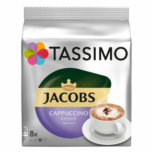 Tassimo Jacobs Cappuccino Choco, Coffee, Latte, Cocoa, Chocolate Flavor, Capsule, 40 T-Discs