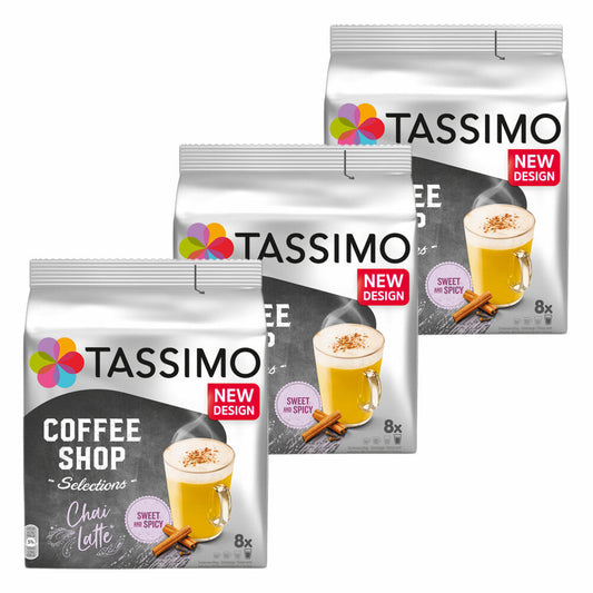 Tassimo Chai Latte Set of 3, Coffee Shop Selections, Chai Tea, Hot Drink, 3 x 8 T-Discs / Portions