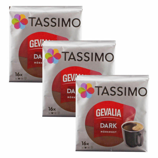 Tassimo Gevalia Dark, pack of 3, coffee, Arabica, coffee capsule, ground roasted coffee, 48 T-Discs