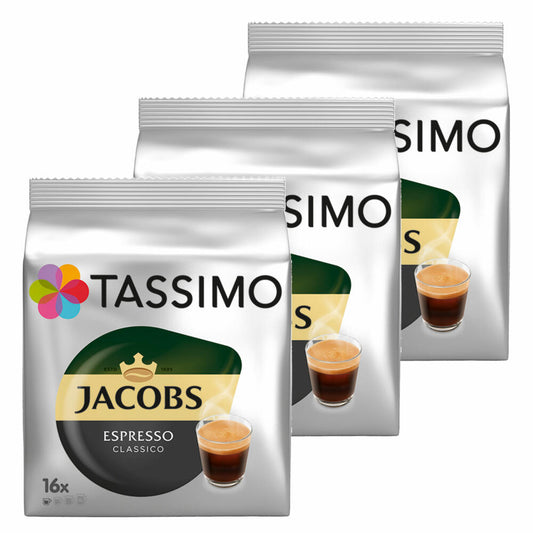 Tassimo Jacobs Espresso Classico Kaffee Kaffeekapsel gemahlener Röstkaffee 3 x 16 T-Discs