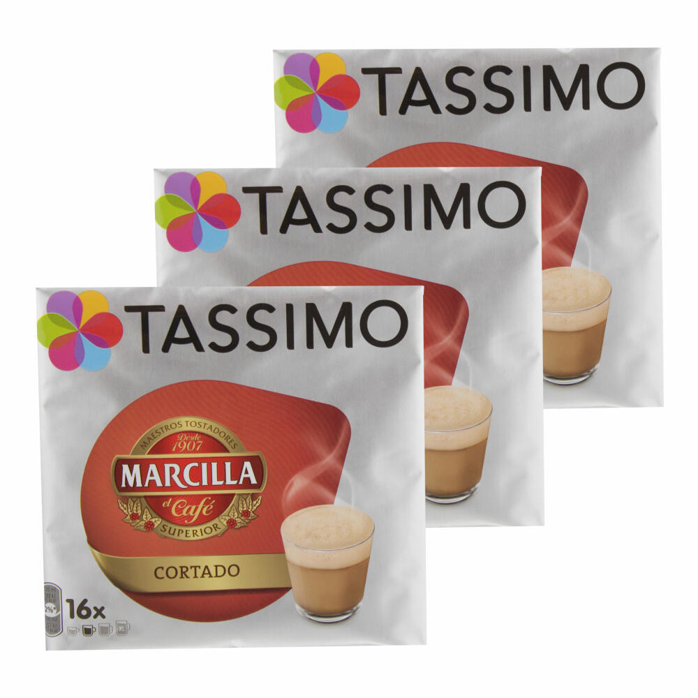 Tassimo Marcilla Cortado, coffee, coffee capsule, bean coffee, milk coffee, 48 T-Discs