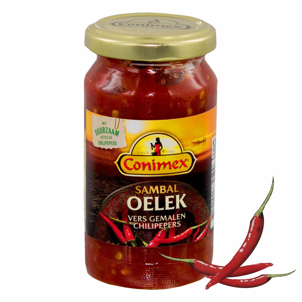 Conimex Sambal Oelek, set of 6, Indonesian seasoning sauce made from ground chili peppers, 200g