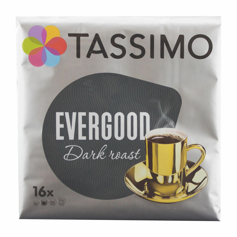 Tassimo Evergood Dark Roast Geschenkset mit Glas, 5-tlg., Kaffee, Gemahlener Röstkaffee, Kaffeekapsel, T-Disc