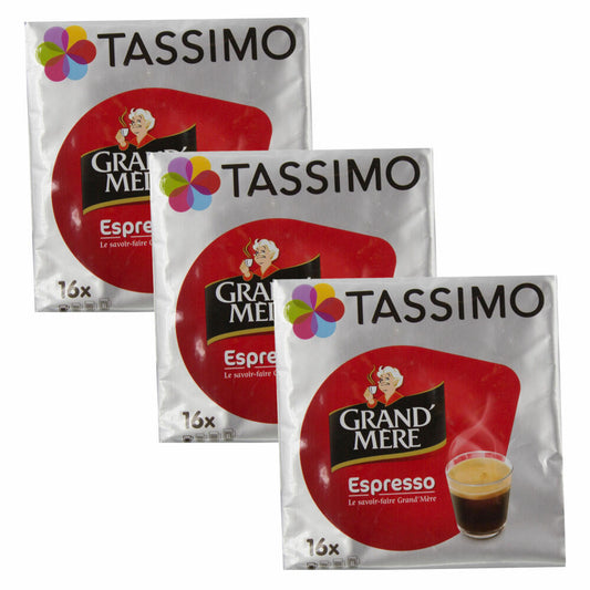 Tassimo Grand M re Espresso, Pack of 3, Coffee, Coffee Capsule, Ground Roast Coffee, 48 T-Discs