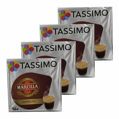 Tassimo Marcilla Espresso, Coffee, Coffee Capsule, Ground Roasted Coffee, 64 T-Discs