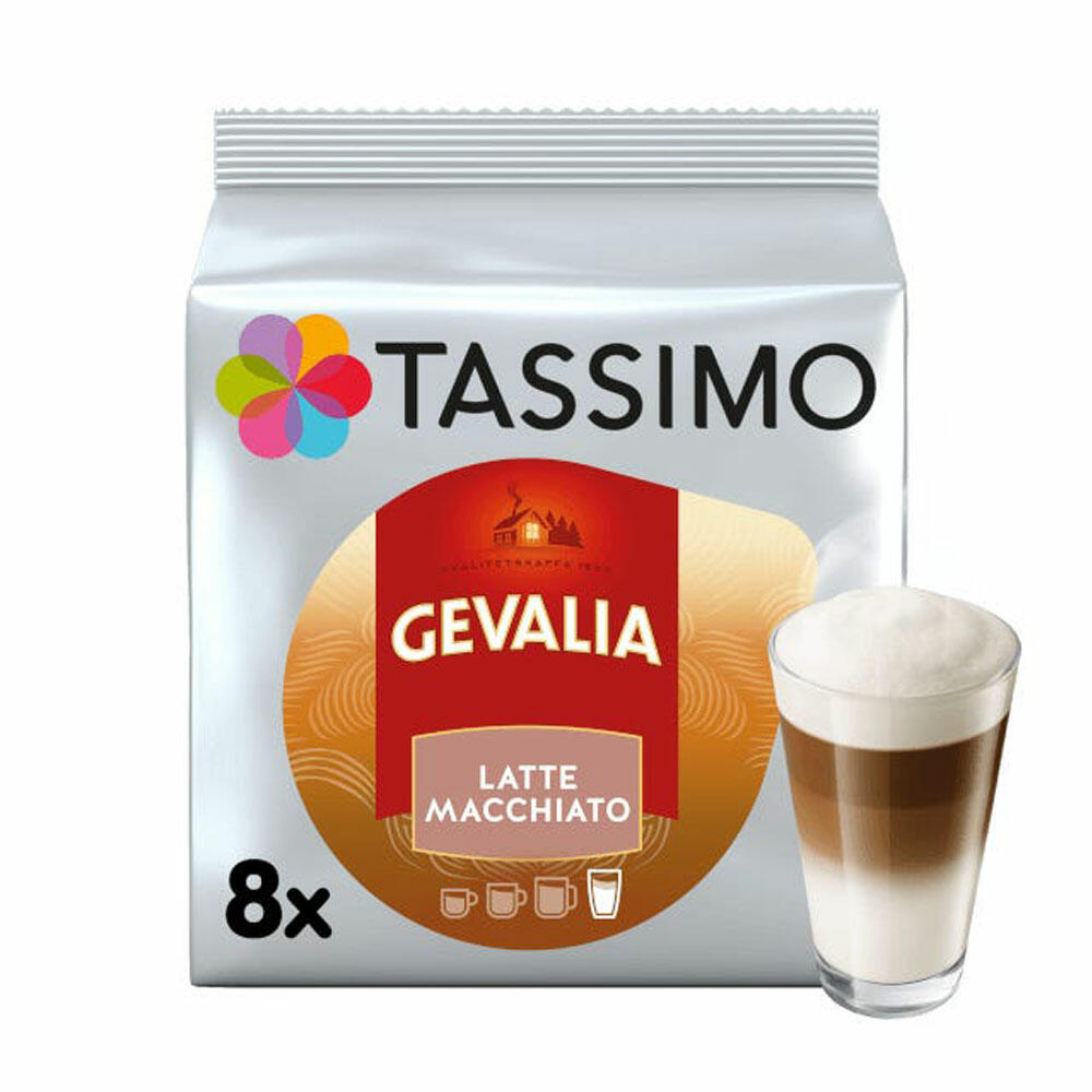 Tassimo Gevalia Latte Macchiato, coffee capsule, T-Disc, milk coffee, roasted coffee, 8 servings