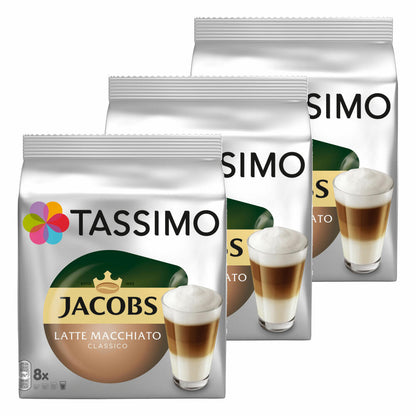 Tassimo Jacobs Latte Macchiato Classico, coffee, latte, capsule, 48 T-Discs (24 servings)