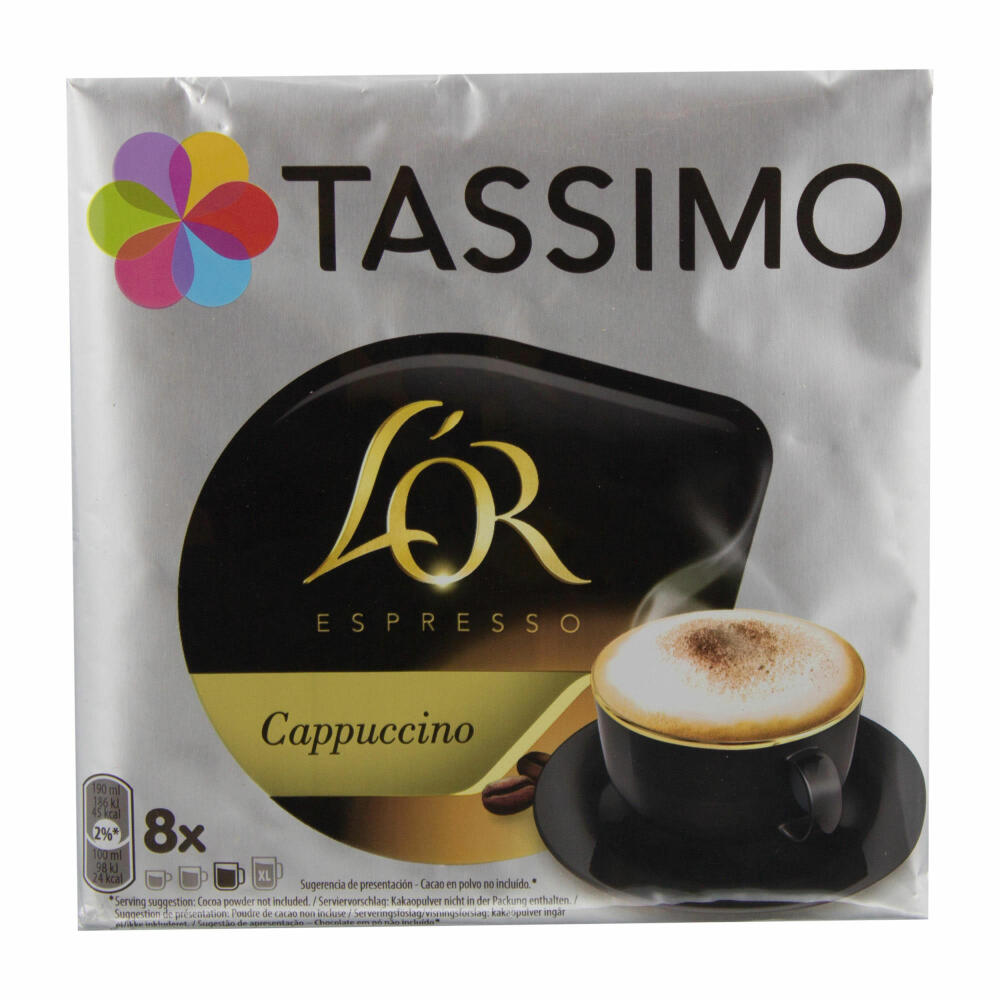 Tassimo LOr Cappuccino Geschenkset mit Glas, 5-tlg., Kaffee, Kaffeekapsel, T-Disc Espresso, Milchkaffee,