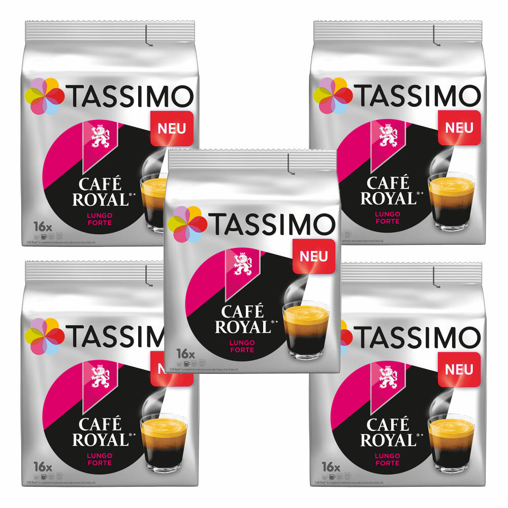 Tassimo Café Royal Lungo Forte, Kaffee, Kaffeegetränk, Kaffeekapsel, 80 T-Discs / 80 Portionen