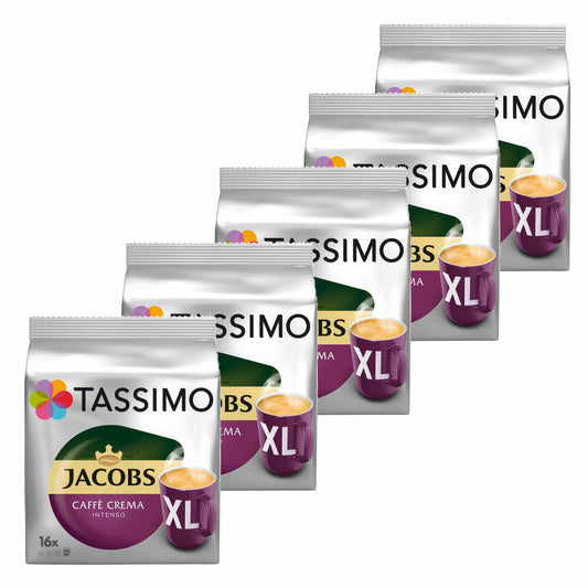 Tassimo Jacobs Caffè Crema Intenso XL, coffee capsule, coffee capsule, ground roasted coffee, 80 T-Discs