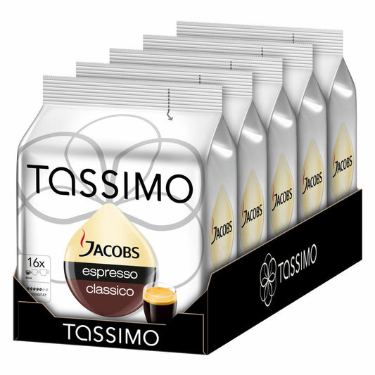 Tassimo Jacobs Espresso Classico, Kaffee, Kaffeekapsel, gemahlener Röstkaffee, 5 x 16 T-Discs