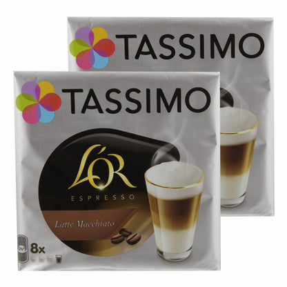 Tassimo LOr Espresso Latte Macchiato, Kaffee, Kaffeekapsel, T-Disc, Milchkaffee, 16 Portionen