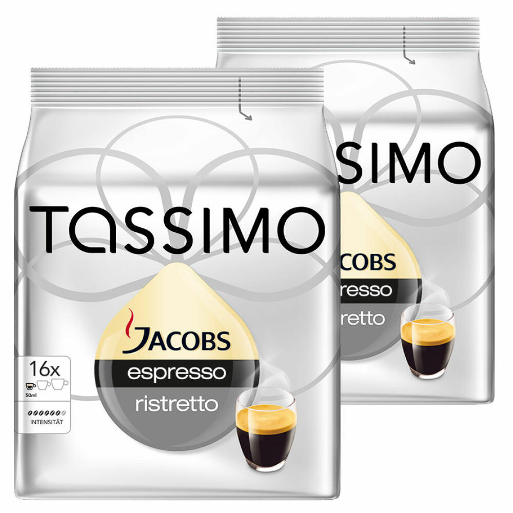 Tassimo Espresso Ristretto, coffee, coffee capsule, ground roasted coffee, 2-pack, 2 x 16 T-Discs