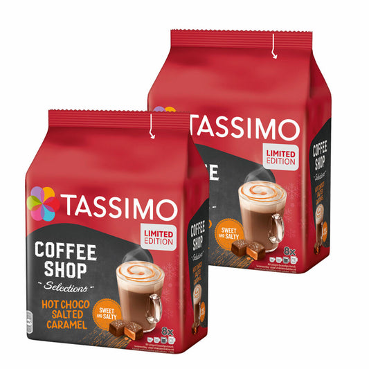 Tassimo Hot Choco Salted Caramel Set of 2, Coffee Shop Selections, Cocoa Drink with Caramel Flavour, 2 x 8 T-Discs / Portions