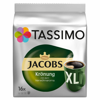 Tassimo Jacobs Krönung XL, Coffee, Arabica, Coffee Capsule, Ground Roasted Coffee, Pack of 6, 6 x 16 T-Discs