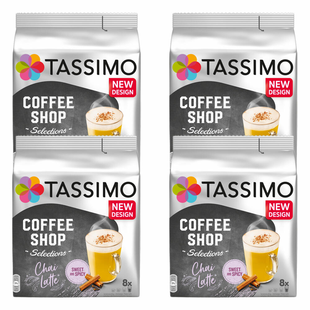 Tassimo Chai Latte 4er Set, Coffee Shop Selections, Chai Tee, Heißgetränk, 4 x 8 T-Discs / Portionen