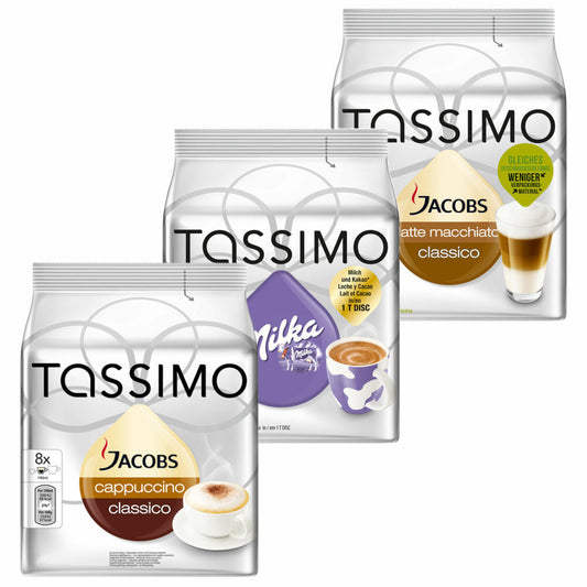 Tassimo Cream Collection, 3 varieties, coffee, cocoa, milk coffee, capsules, 40 T-Discs