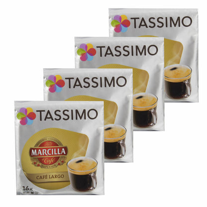 Tassimo Marcilla Café Largo, Coffee, Coffee Capsule, Ground Roasted Coffee, 64 T-Discs