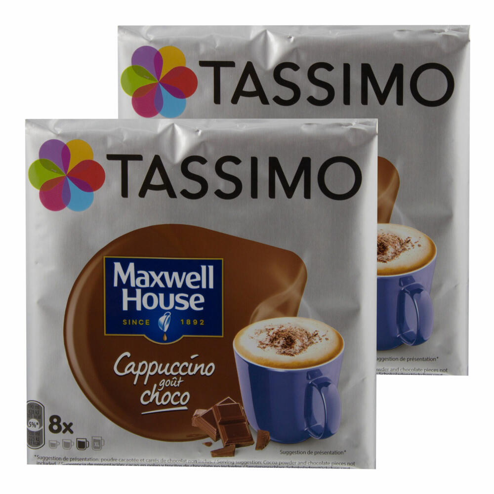 Tassimo Maxwell House Cappuccino Choco, Kaffee, Kaffeekapsel, T-Disc, Schokolade, 16 Portionen