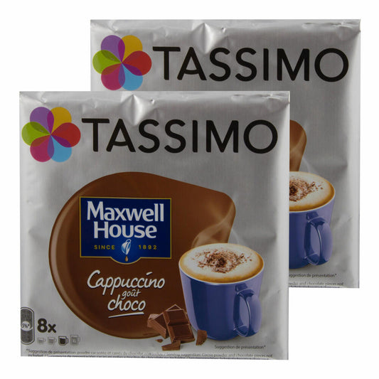 Tassimo Maxwell House Cappuccino Choco, Coffee, Coffee Capsule, T-Disc, Chocolate, 16 Servings