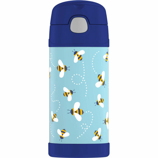 THERMOS kids insulated drinking bottle FUNTAINER STRAW BOTTLE, thermos bottle, bottle, stainless steel, Bees, 350 ml, 4113404035