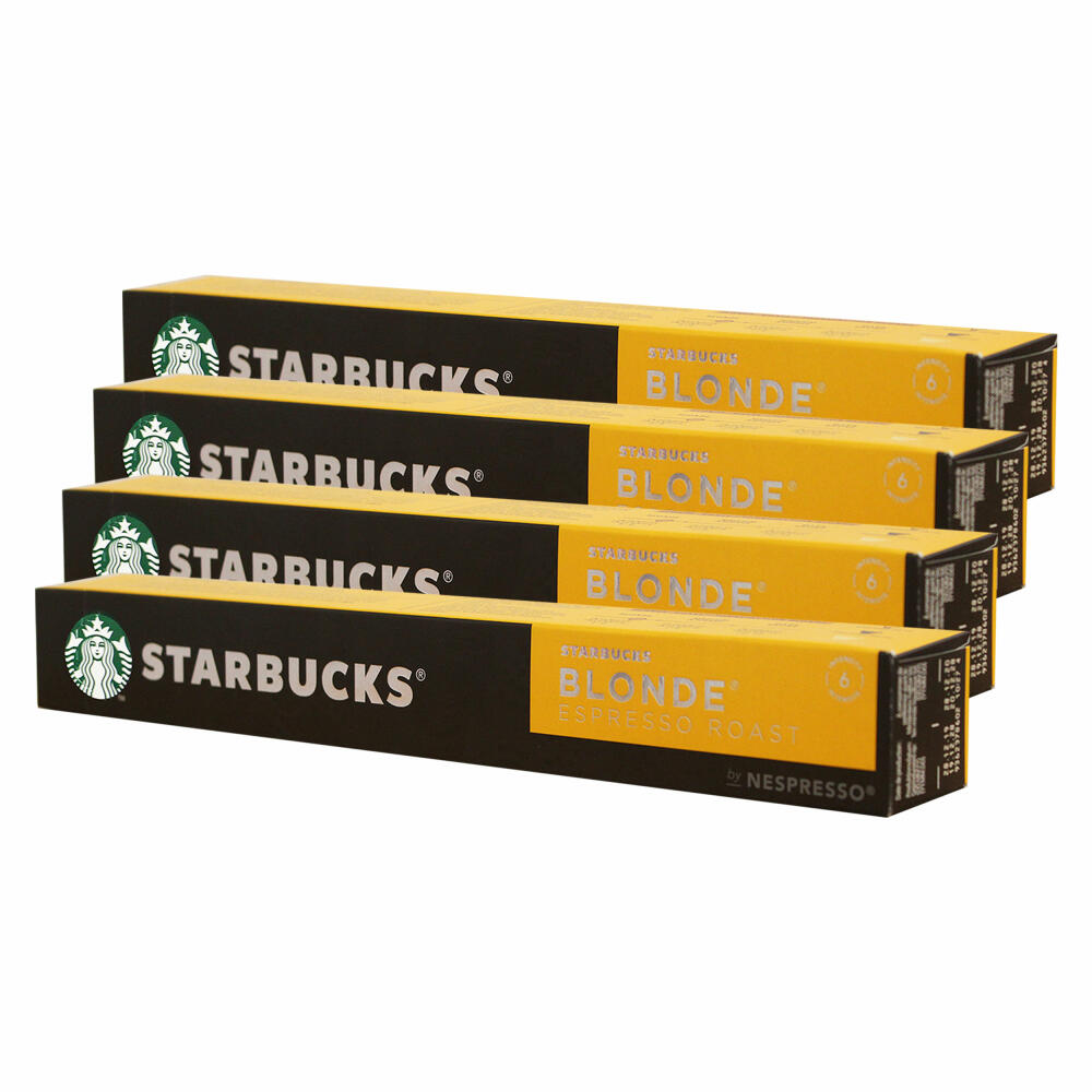 Starbucks Blonde Coffee, Set of 4, Espresso Roast, Roasted Coffee, Nespresso Compatible, Coffee Capsules, 40 Capsules