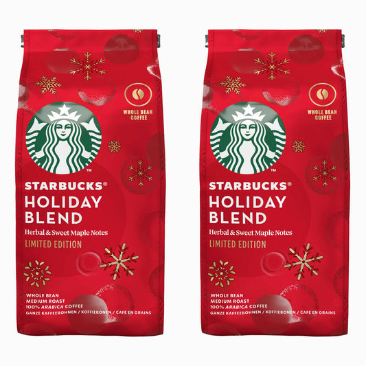 Starbucks Holiday Blend Whole Beans, Coffee Beans, Bean Coffee, Coffee, Roasted Coffee, 2 x 190 g