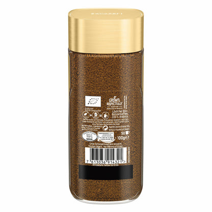 Nescafé Gold Bio, löslicher Bohnenkaffee, Kaffee, gemahlener Röstkaffee, Glas, 100 g