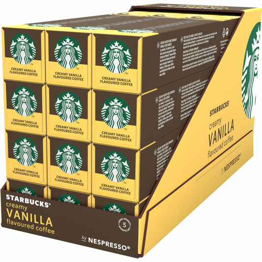 Starbucks Vanilla Flavoured Coffee 12er-Set, Blonde Roast, Röstkaffee, Nespresso kompatibel, Kaffeekapseln, 12x10 Kapseln